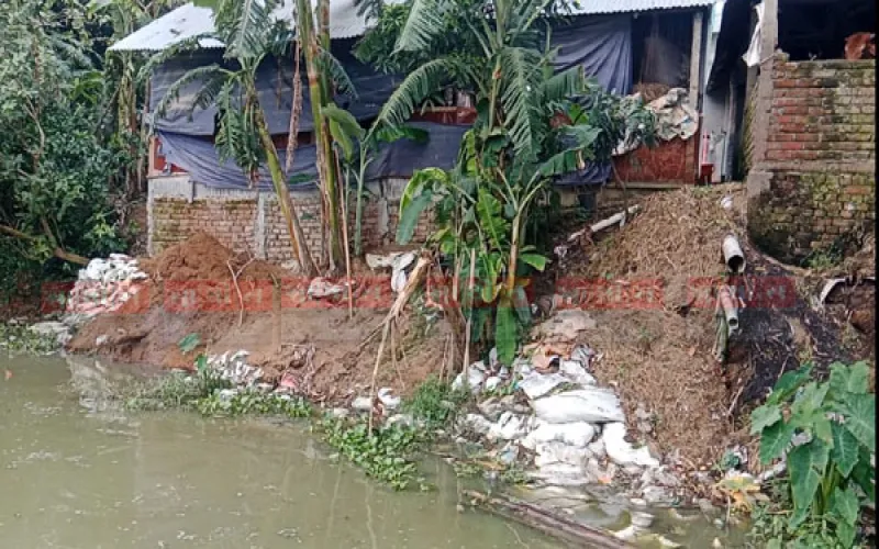 কাপাসিয়ায় বিলের ভাঙ্গনের কবলে বসতভিটা, সড়ক ও গাছপালা, এলাকাবাসীর বিক্ষোভ